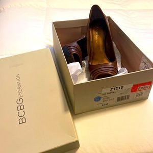 BCBG Brown Leather Heels